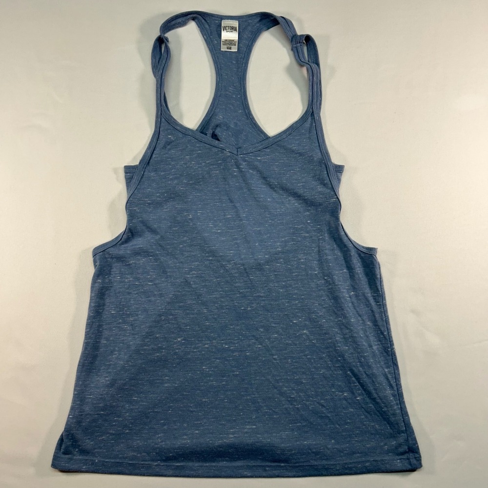 Victoria Sport Womens Blue Space Dye Racerback Tank Top V-Neck Small